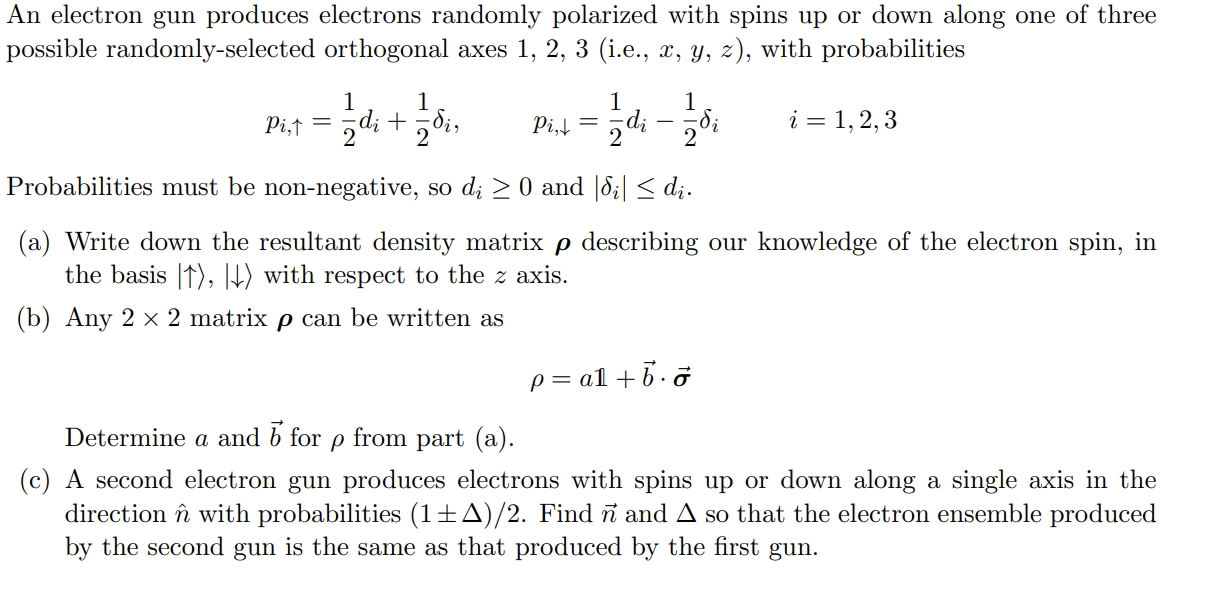 An Electron Gun Produces Electrons Randomly Polari Chegg Com