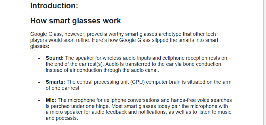 Solved Introduction: How smart glasses work Google Glass, | Chegg.com