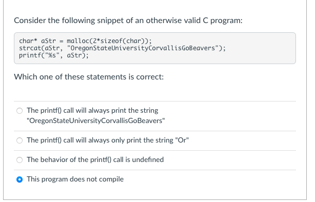 Solved Consider the following snippet of an otherwise valid | Chegg.com