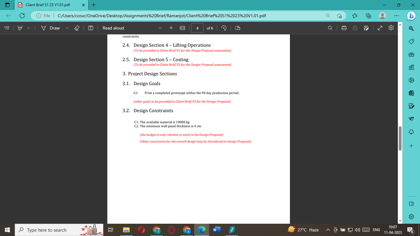 Solved 2.4. Design Section 4 - Lifting Operations (To be | Chegg.com