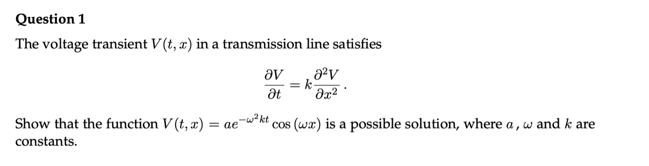 Solved Question 1 The Voltage Transient V T X In A Tran Chegg Com