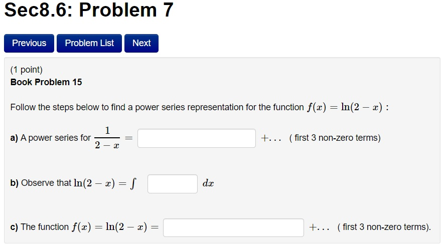 Solved Sec8.6: Problem 7 Previous Problem List Next (1 | Chegg.com