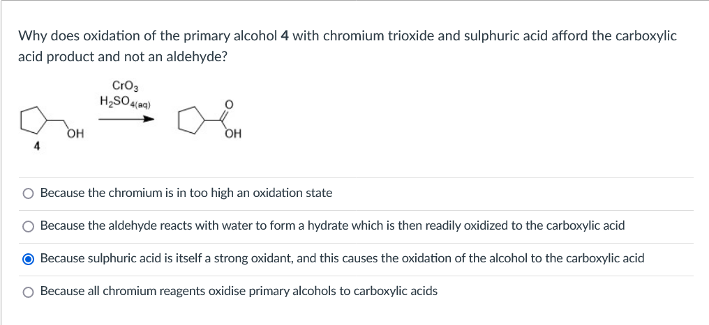 Solved Why does oxidation of the primary alcohol 4 with | Chegg.com