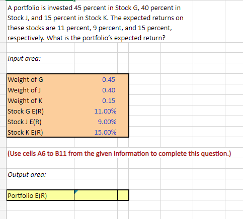 Solved A portfolio is invested 45 percent in Stock G, 40 | Chegg.com
