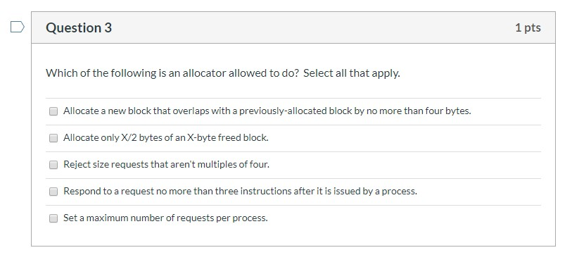 Solved Question 3 1 pts Which of the following is an | Chegg.com