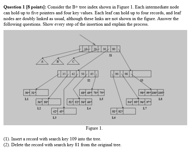 Solved Question 1 [3 Points]: Consider The B+ Tree Index | Chegg.com