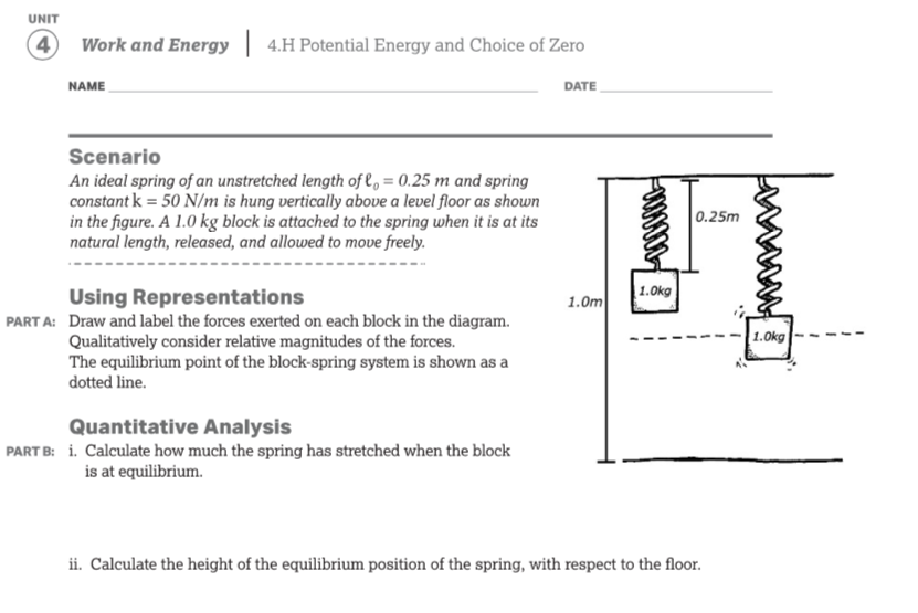 Solved UNIT 4 Work And Energy | 4.H Potential Energy And | Chegg.com