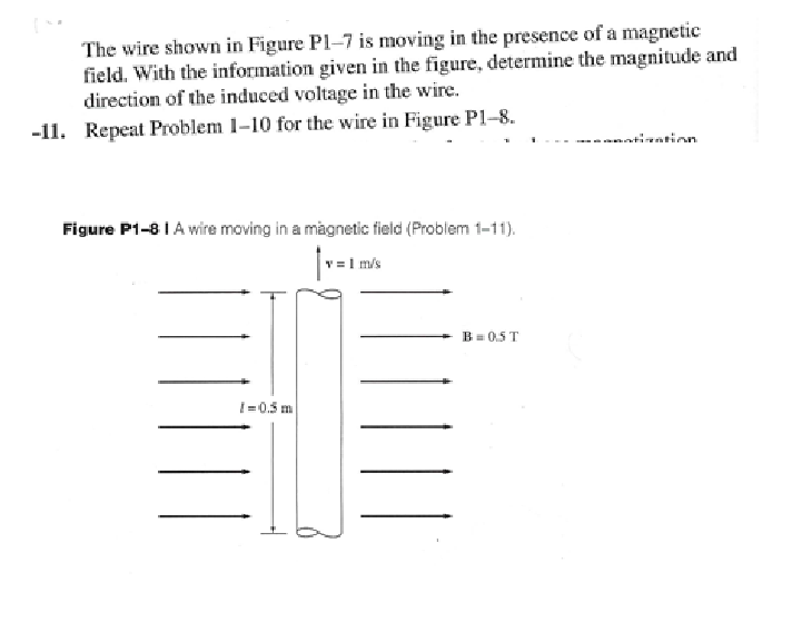 Solved The wire shown in Figure Pl−7 is moving in the | Chegg.com