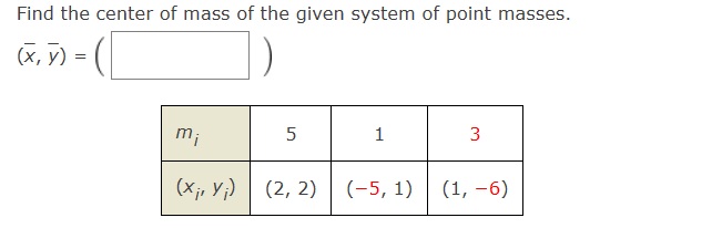 Solved Find the center of mass of the given system of point | Chegg.com
