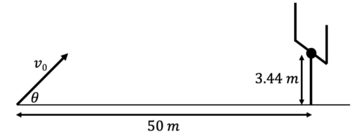 Solved In American Football, a football kicker is 50 m from | Chegg.com