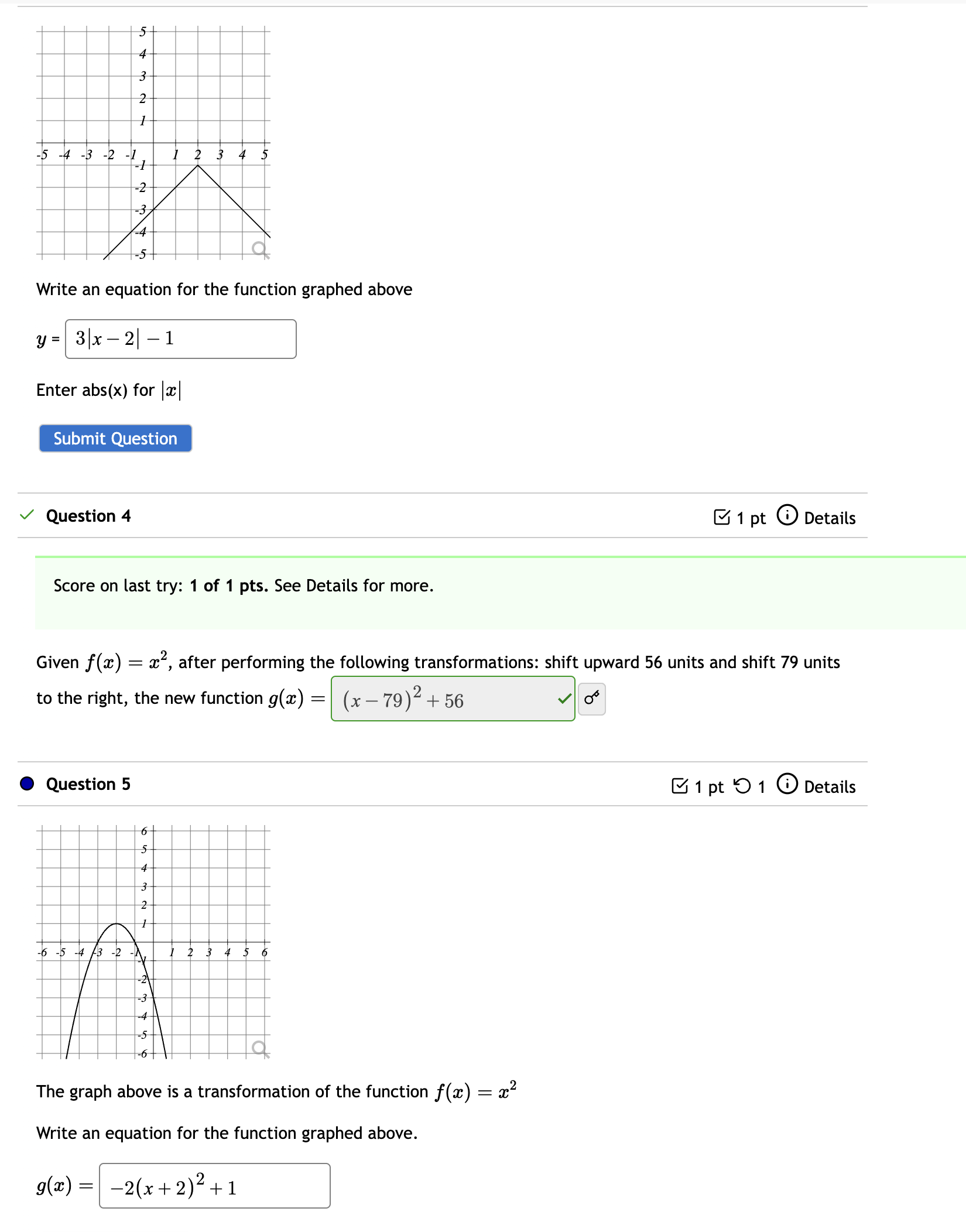 Solved Write An Equation For The Function Graphed Above Y | Chegg.com