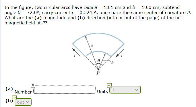 Solved In The Figure, Two Circular Arcs Have Radii A = 13.1 | Chegg.com