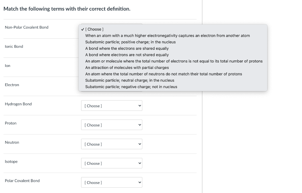 Solved Match the following terms with their correct | Chegg.com