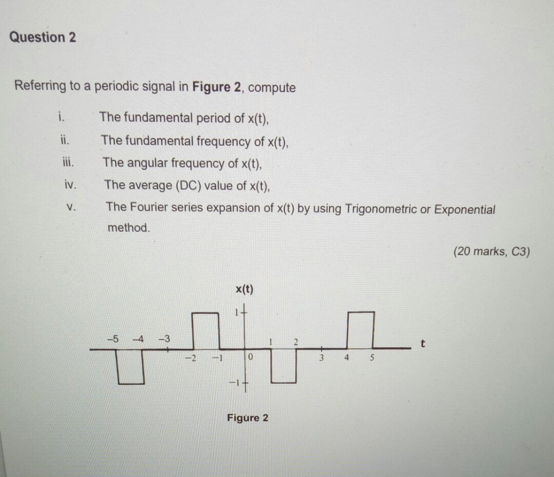 Solved Question 2 Referring to a periodic signal in Figure | Chegg.com