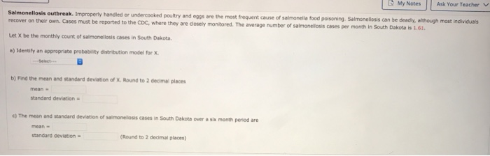 Solved Salmonellosis outbreak. Improperly handled or