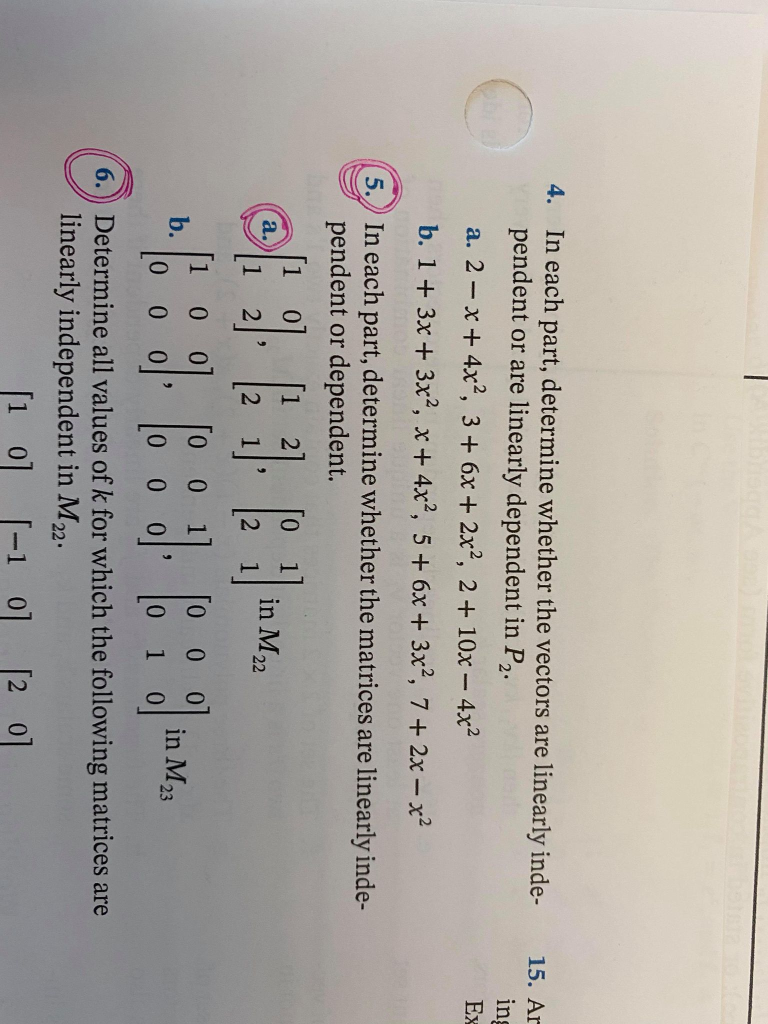 Solved 4. In each part, determine whether the vectors are | Chegg.com