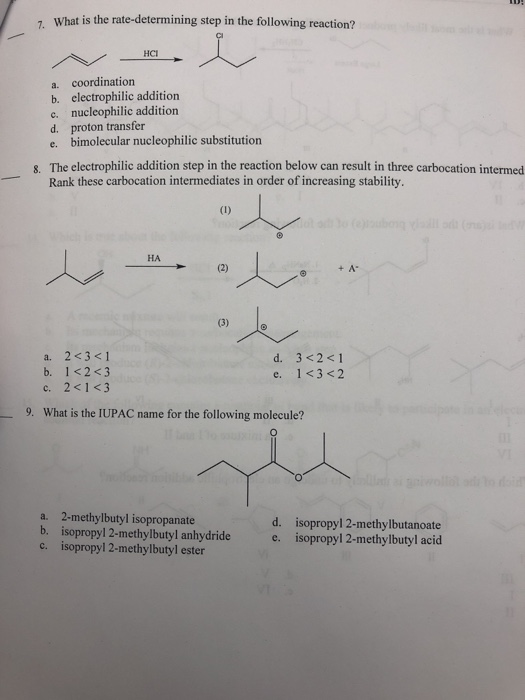Solved what is the rate determining step in the following chegg