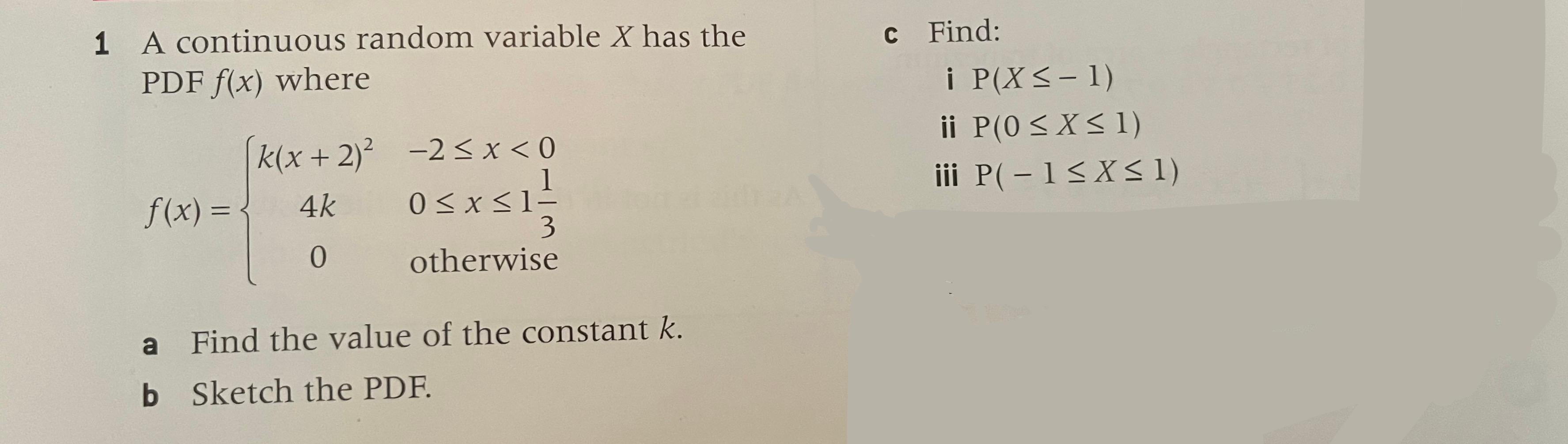 Solved 1 A continuous random variable X has the PDF f(x) | Chegg.com