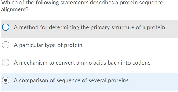 Solved Which of the following statements describes a protein | Chegg.com