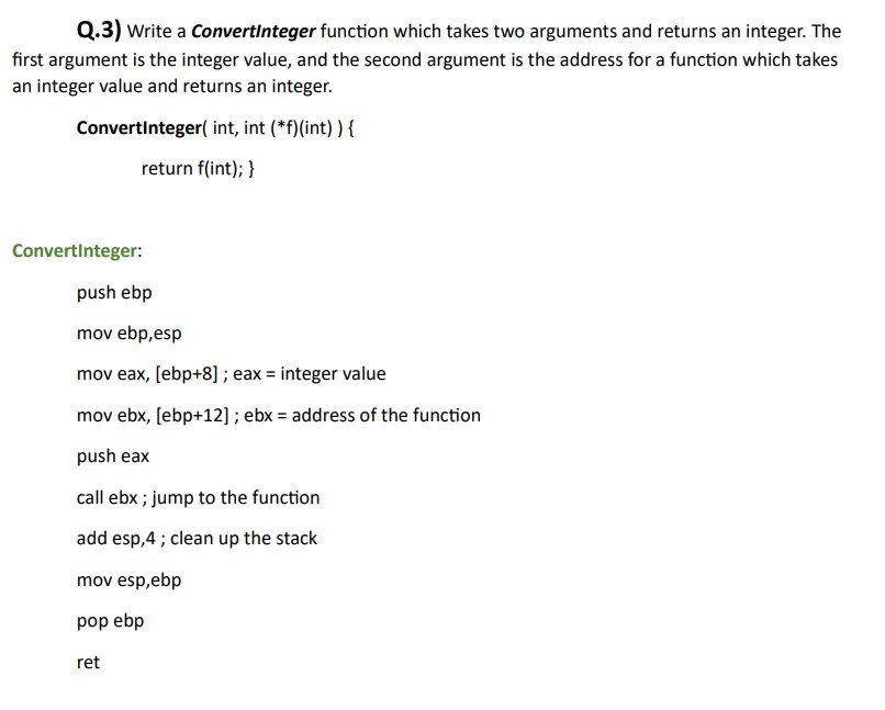 Q.3) Write a ConvertInteger function which takes two | Chegg.com