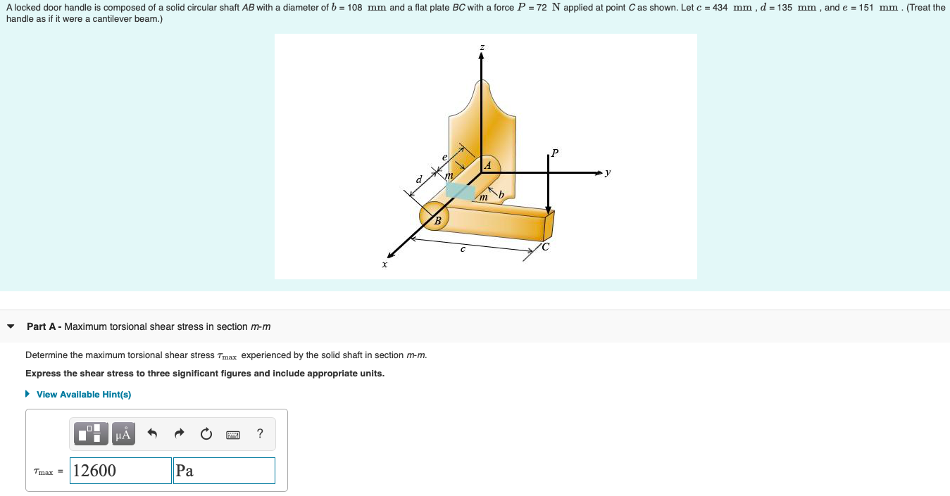 Solved A Locked Door Handle Is Composed Of A Solid Circul Chegg Com