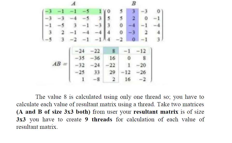 Solved Threading and Locks Multiplication of matrix does