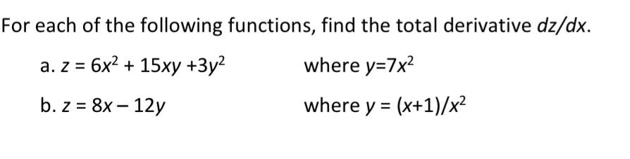 Solved For Each Of The Following Functions Find The Total