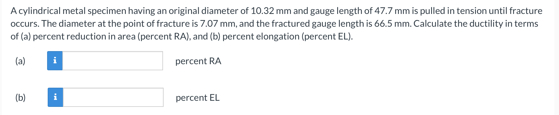 Solved A cylindrical metal specimen having an original | Chegg.com