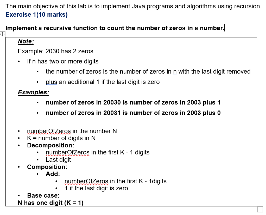 Solved The main objective of this lab is to implement Java | Chegg.com