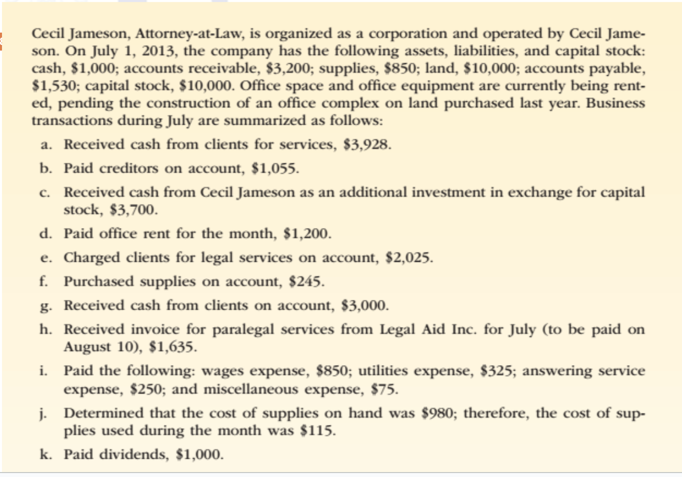 Solved Cecil Jameson, AttorneyatLaw, is organized as a