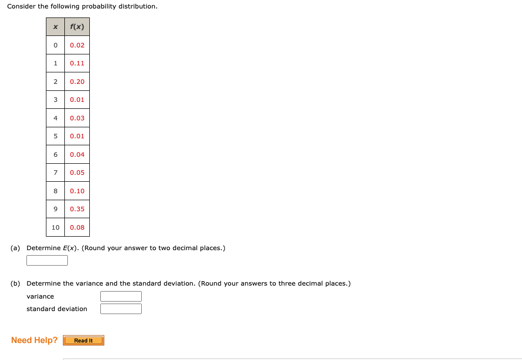 Solved Consider the following probability distribution. | Chegg.com