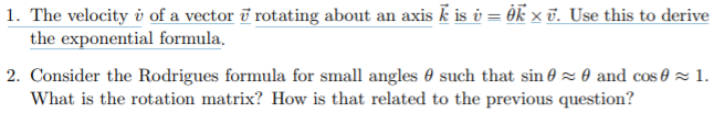 Solved 1. The velocity v of a vector ū rotating about an | Chegg.com