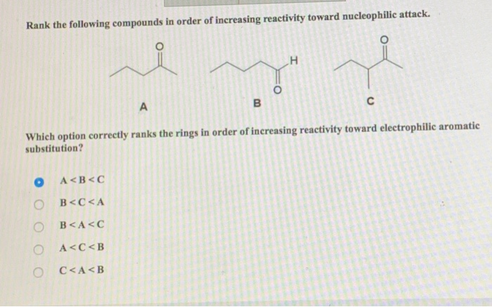 Solved Rank The Following Compounds In Order Of Increasing