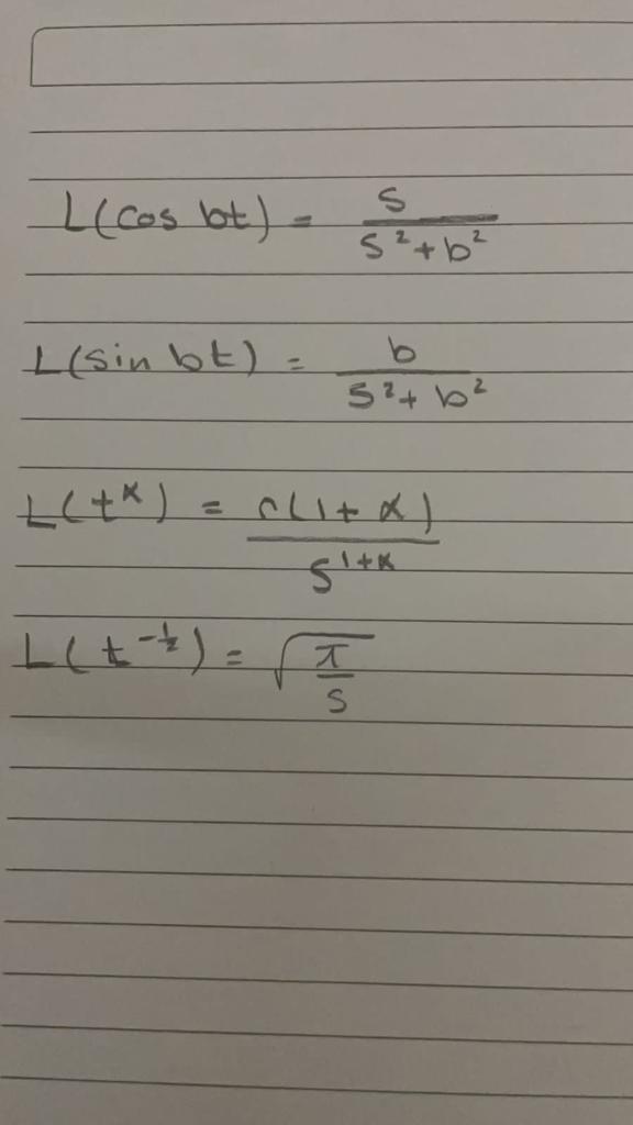 Solved L(cos Bt) - Sito L) +b² Lesin Bt) : 3²+ B² L(4x) | Chegg.com