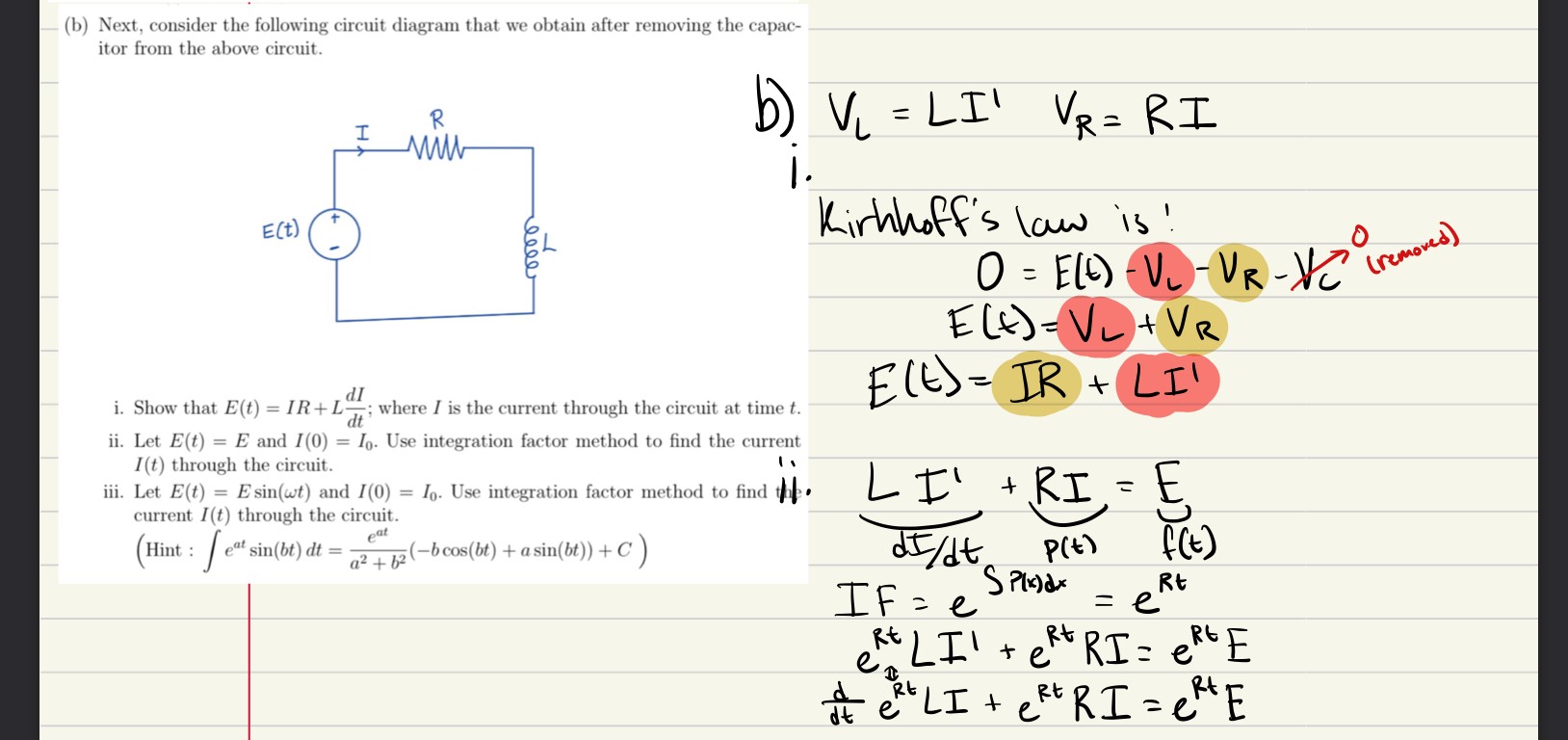 Solved (b) Next, consider the following circuit diagram that | Chegg.com