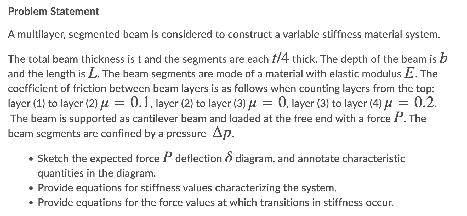 Problem Statement A multilayer, segmented beam is | Chegg.com