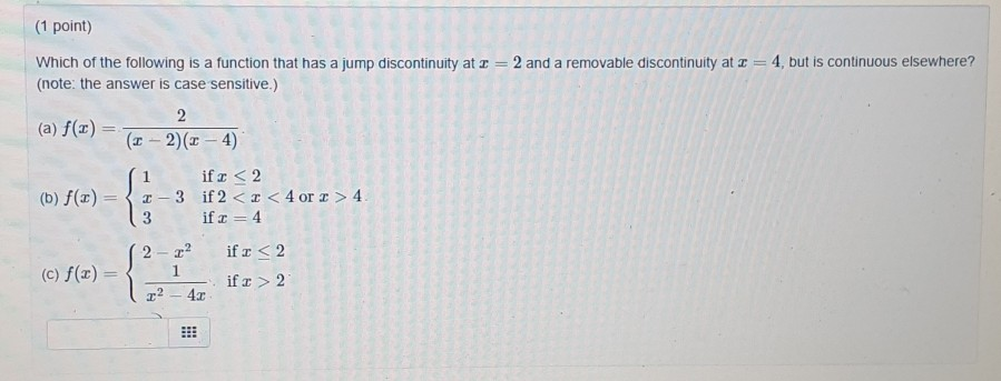 Solved (1 point) Which of the following is a function that | Chegg.com