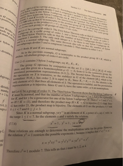 Solved section theorew 7 72 first sylow theorem a p chegg