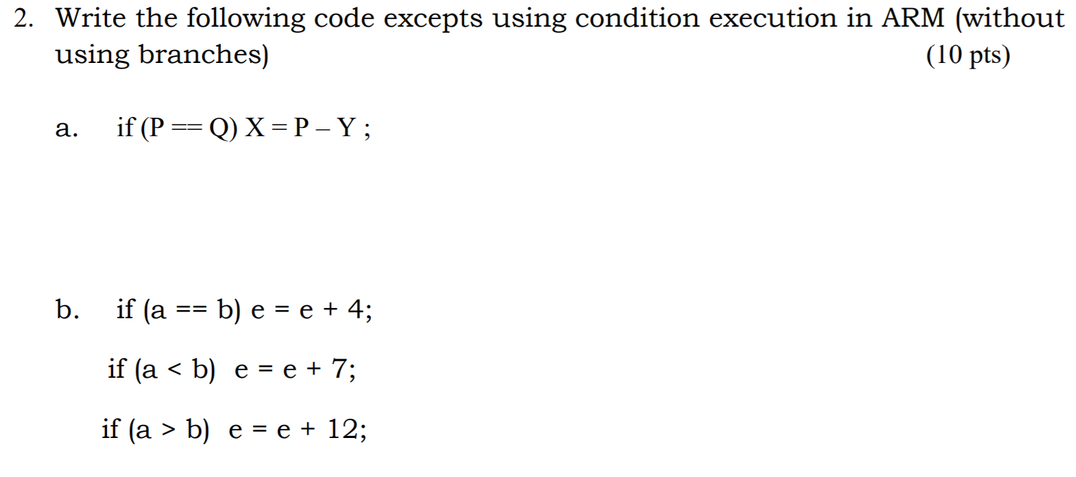 I have to write the below if statements in the ARM | Chegg.com