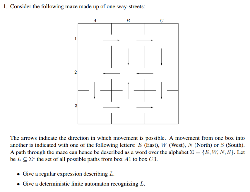 Solved 1. Consider the following maze made up of | Chegg.com