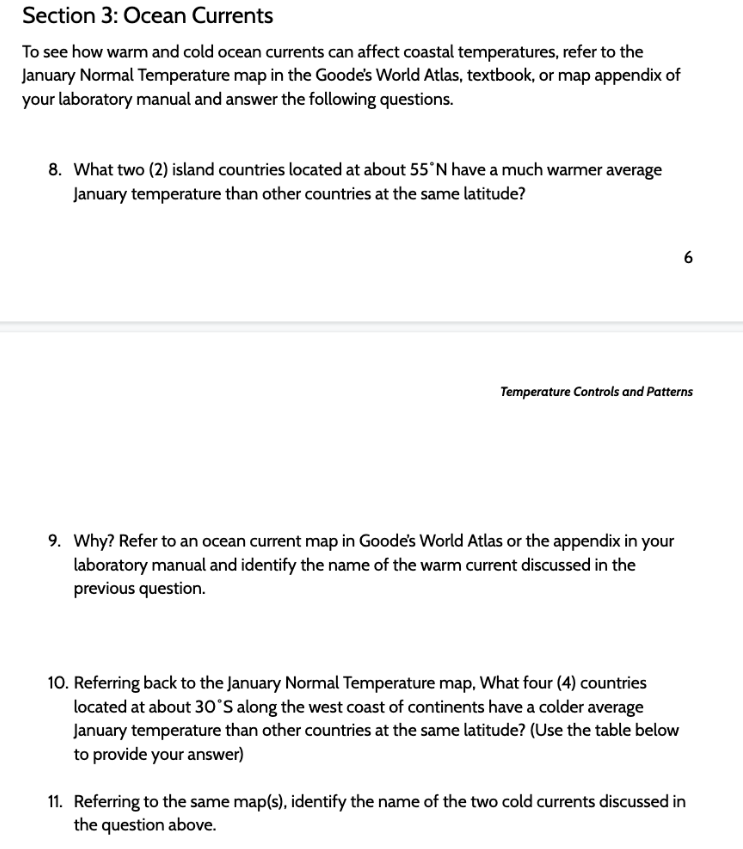 Solved Select Temperature Profiles Mean monthly temperature, | Chegg.com