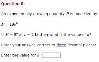 Solved An exponentially growing quantity P is modelled by | Chegg.com