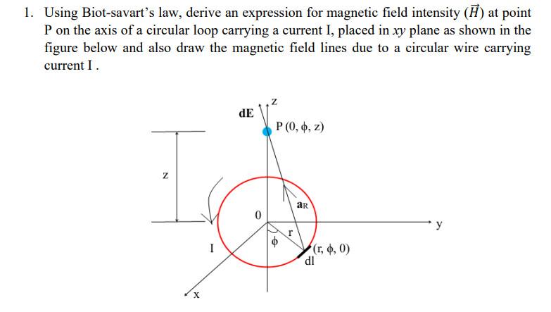 Solved 1. Using Biot-savart's law, derive an expression for | Chegg.com