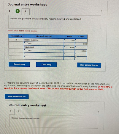 Solved Journal entry worksheet &lt; 1 2 &gt; Record the payment of 