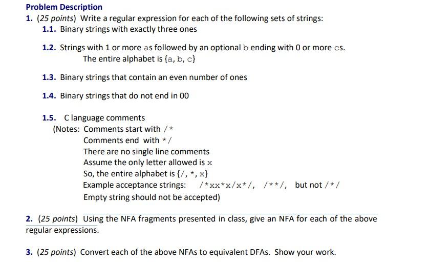 Solved Problem Description 1. (25 points) Write a regular | Chegg.com