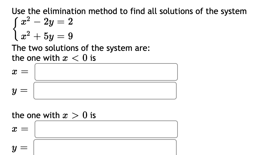 Solved Use The Elimination Method To Find All Solutions Of | Chegg.com