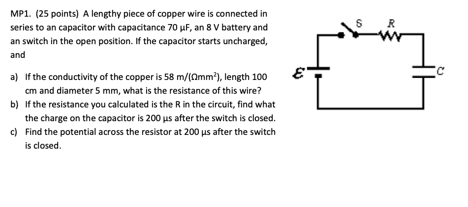 Solved A A Lengthy Piece Of Copper Wire Is Connected In S Chegg Com