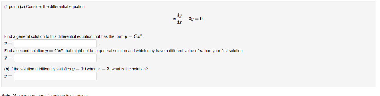 Solved (1 point) (a) Consider the differential equation dy | Chegg.com