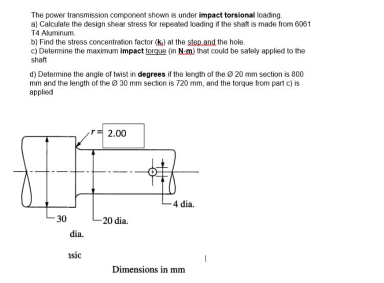 Solved The power transmission component shown is under | Chegg.com