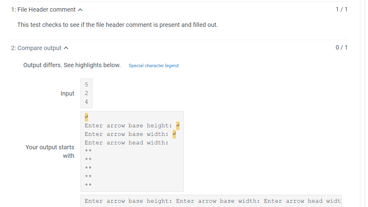 Solved 6.18 **zyLab: Drawing a half arrow Write this program | Chegg.com